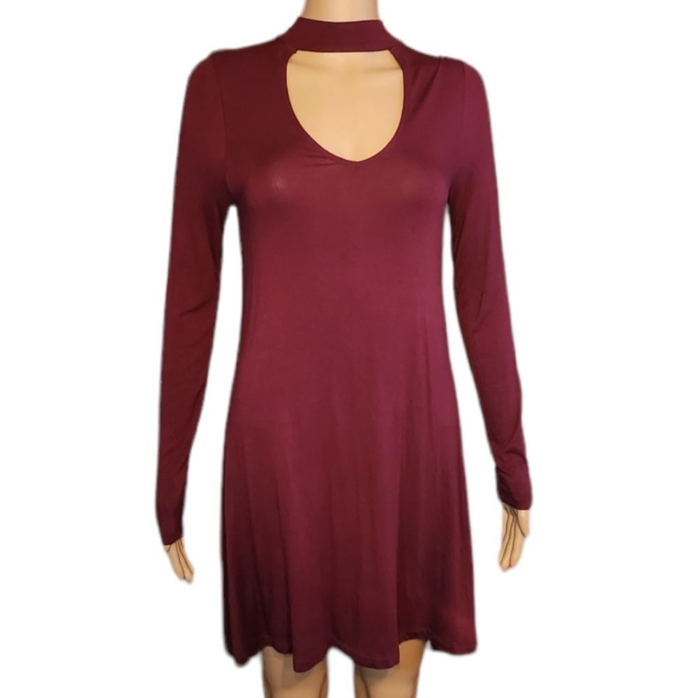 Express Dress Keyhole Front Long sleeve Burgundy Womens Size XSmall